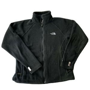 The North Face TKA 200 Fleece Jacket Womens M Black Full Zip Pockets Cinch Waist